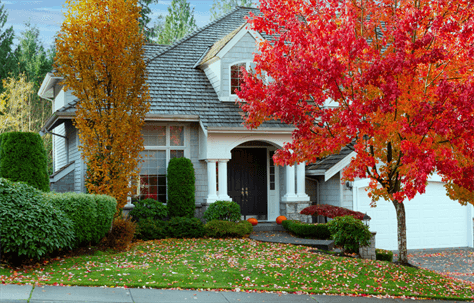 house in fall with foliage