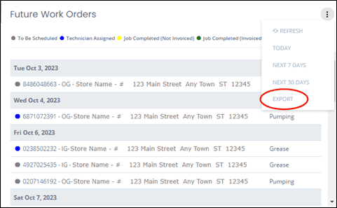 Commercial Portal Dashboard - Future Work Orders