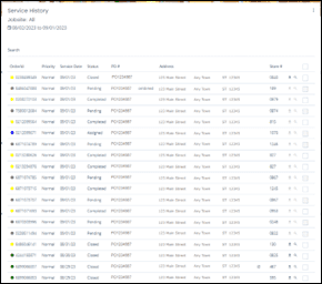 Commercial Portal Dashboard – Service History